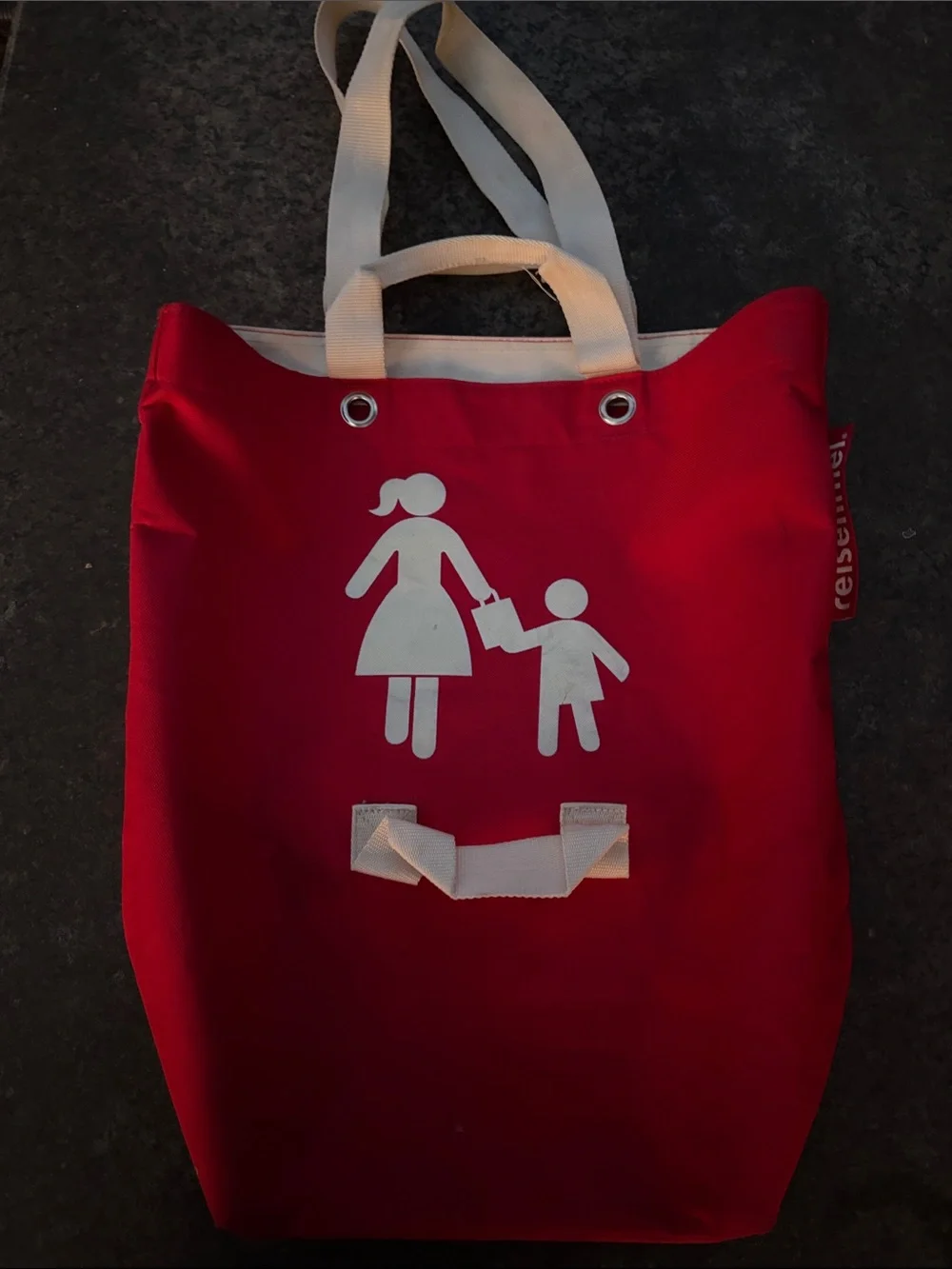 Reisenthel Motherchildbag Red Canvas Tote Bag with White Handles